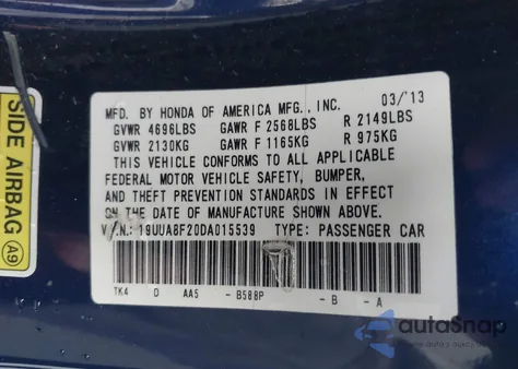 2013 Acura Tl 3.5 z USA, uszkodzony, nr VIN 19UUA8F20DA015539